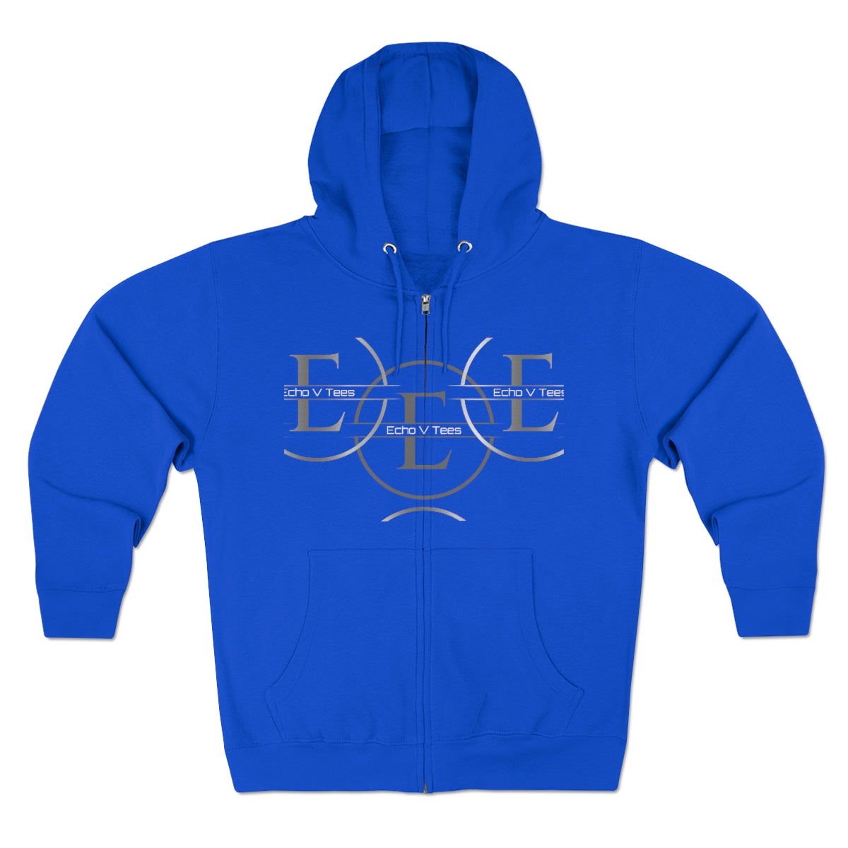 Unisex Echo V Tees Logo Premium Full Zip Hoodie