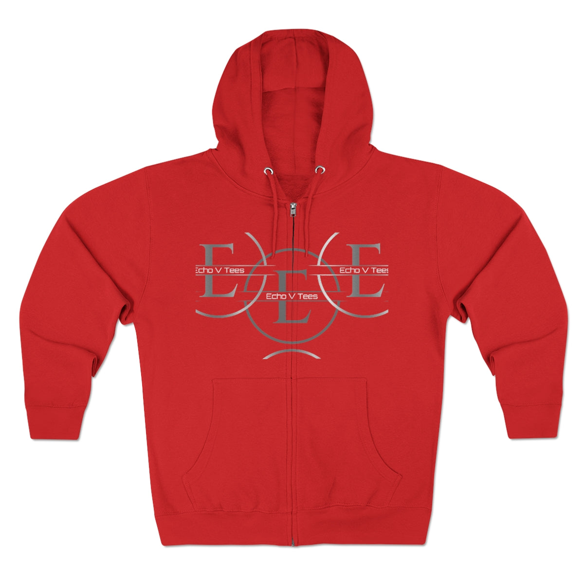 Unisex Echo V Tees Logo Premium Full Zip Hoodie