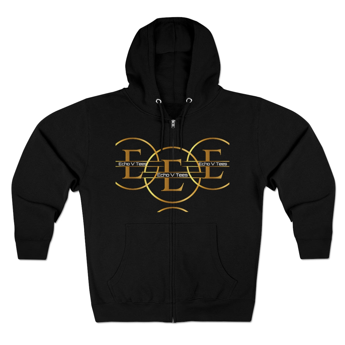 Unisex Echo V Tees Logo Premium Full Zip Hoodie