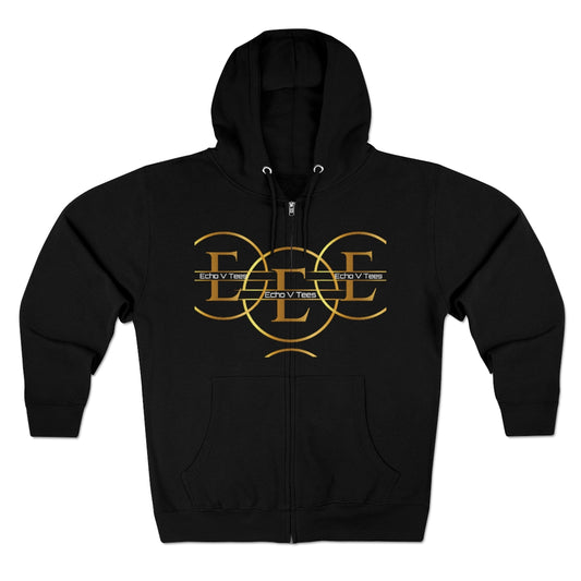 Unisex Echo V Tees Logo Premium Full Zip Hoodie