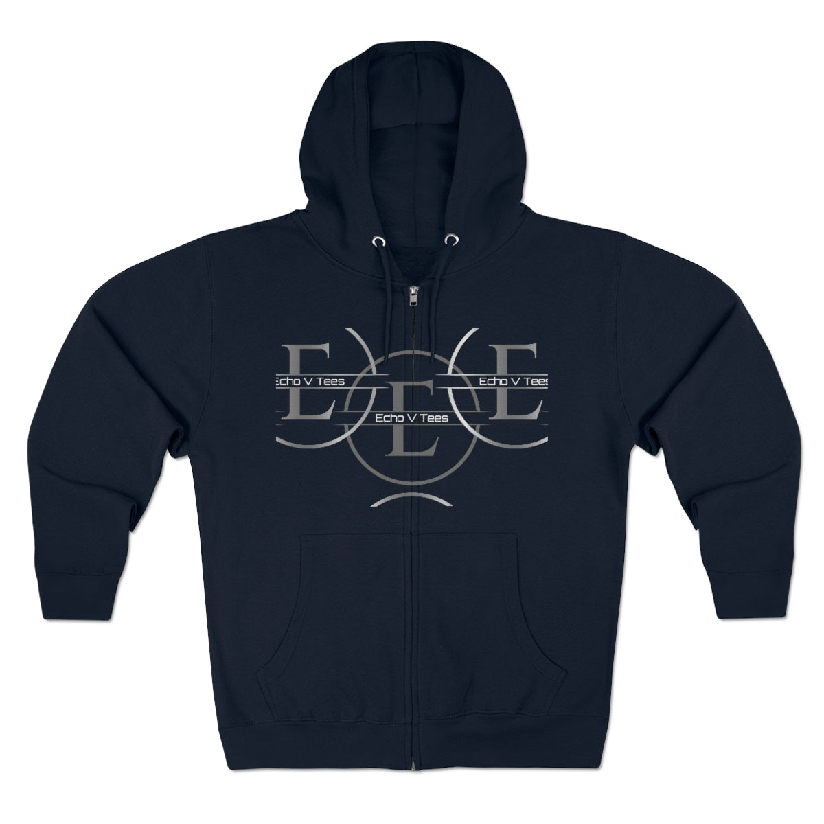 Unisex Echo V Tees Logo Premium Full Zip Hoodie
